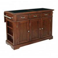 OSP Home Furnishings BP-4203-947DLG Farmhouse Basics Kitchen Island in Vintage Oak Finish and Granite Inlay Top with Drop Leaf